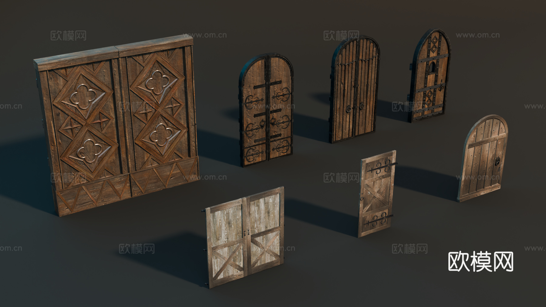 中世纪木门 欧式木门 复古木门 拱形木门su模型