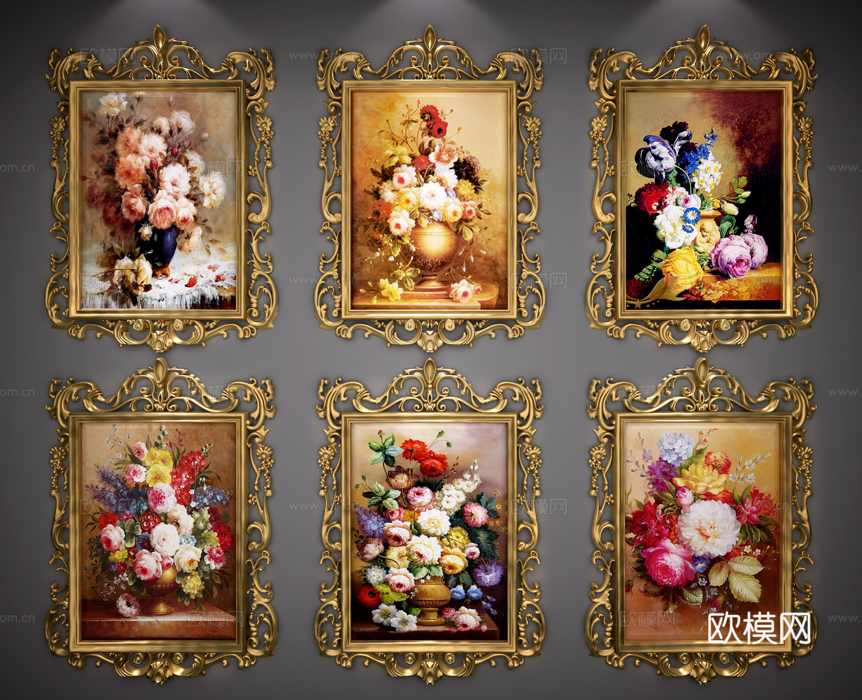经典欧式挂画3d模型下载（渲染图2）