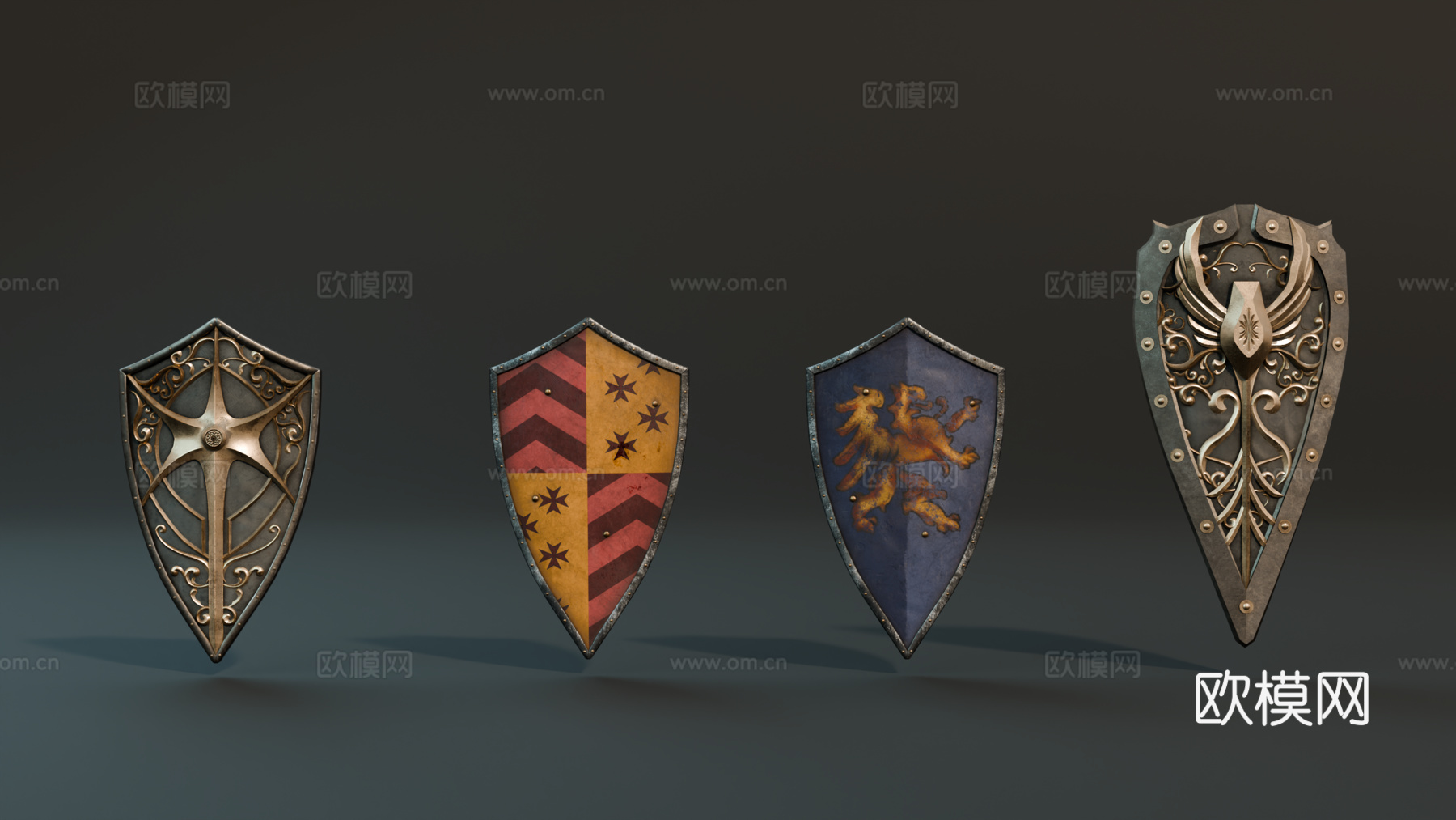 中世纪盾牌 复古盾牌 欧式盾牌 木制盾牌su模型