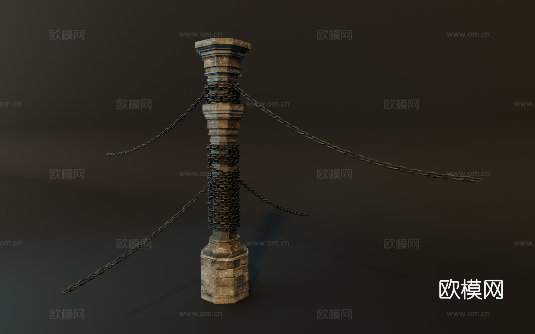 石柱 锁链石柱 欧式石柱 西方石柱 中世纪石柱su模型