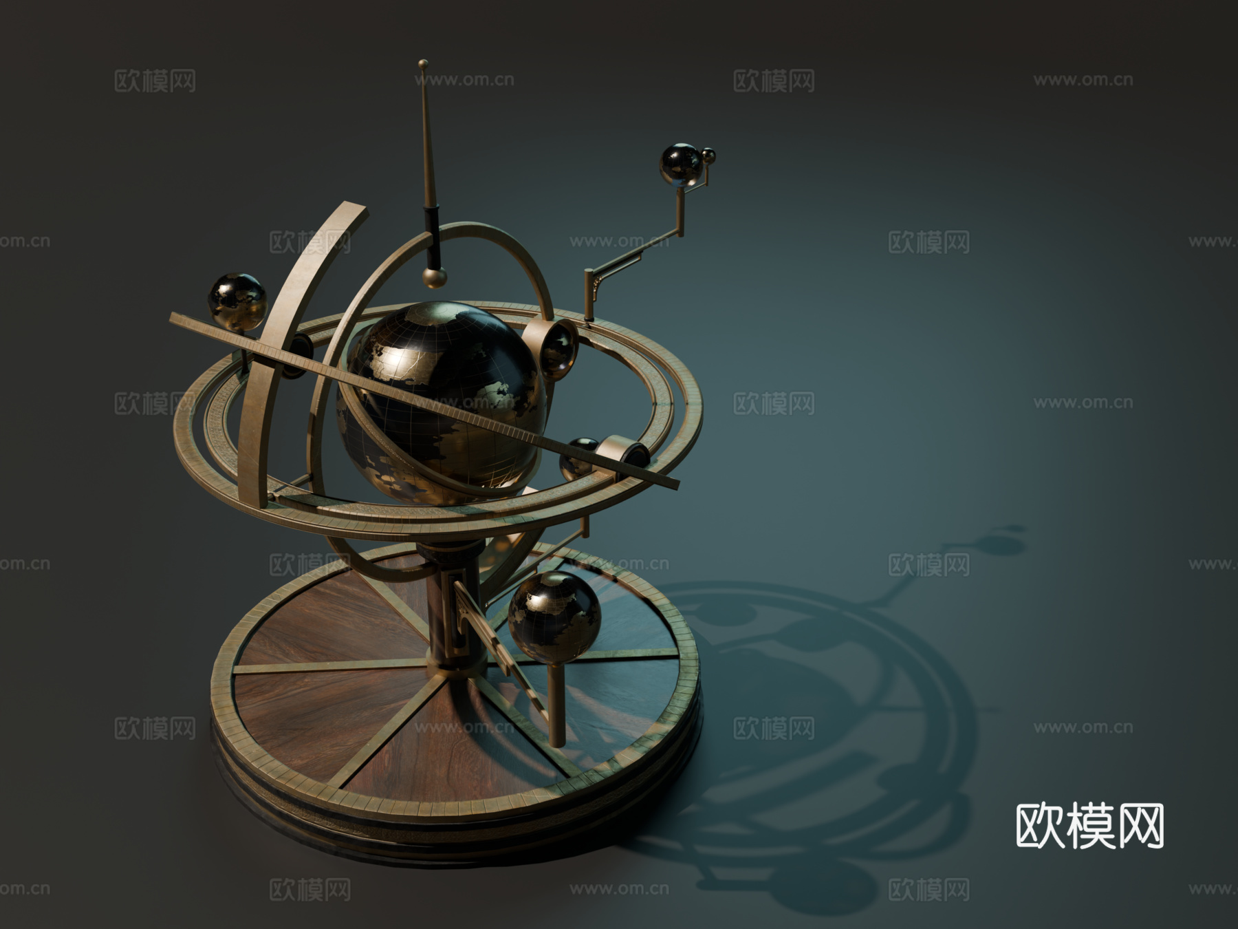 中世纪星轨 复古经纬仪 地球仪su模型