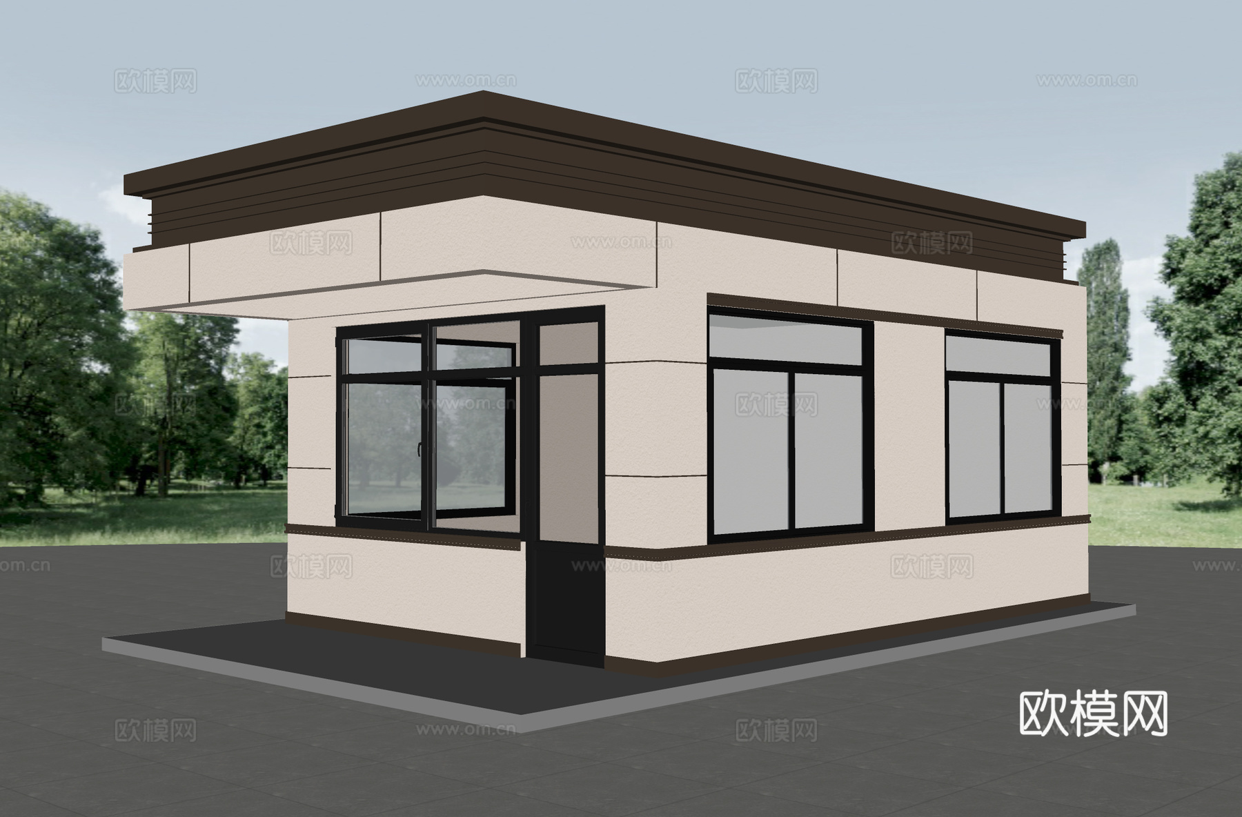 现代岗亭 门卫室 保安室su模型