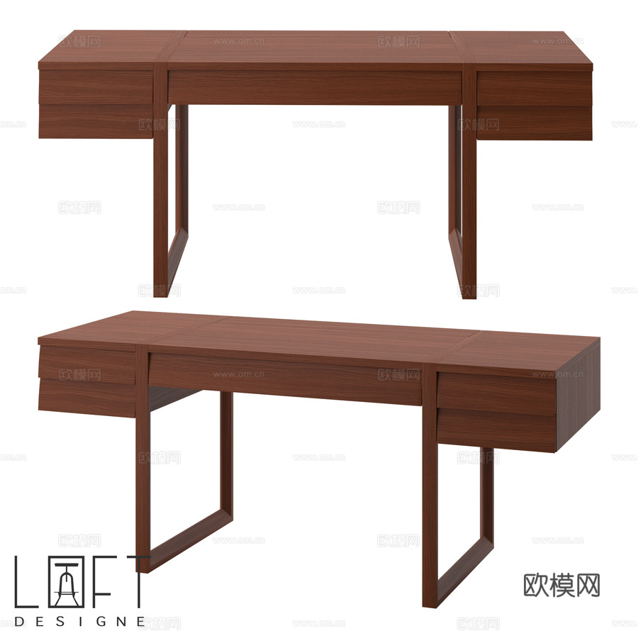 LoftDesigne 61231款书桌3d模型下载
