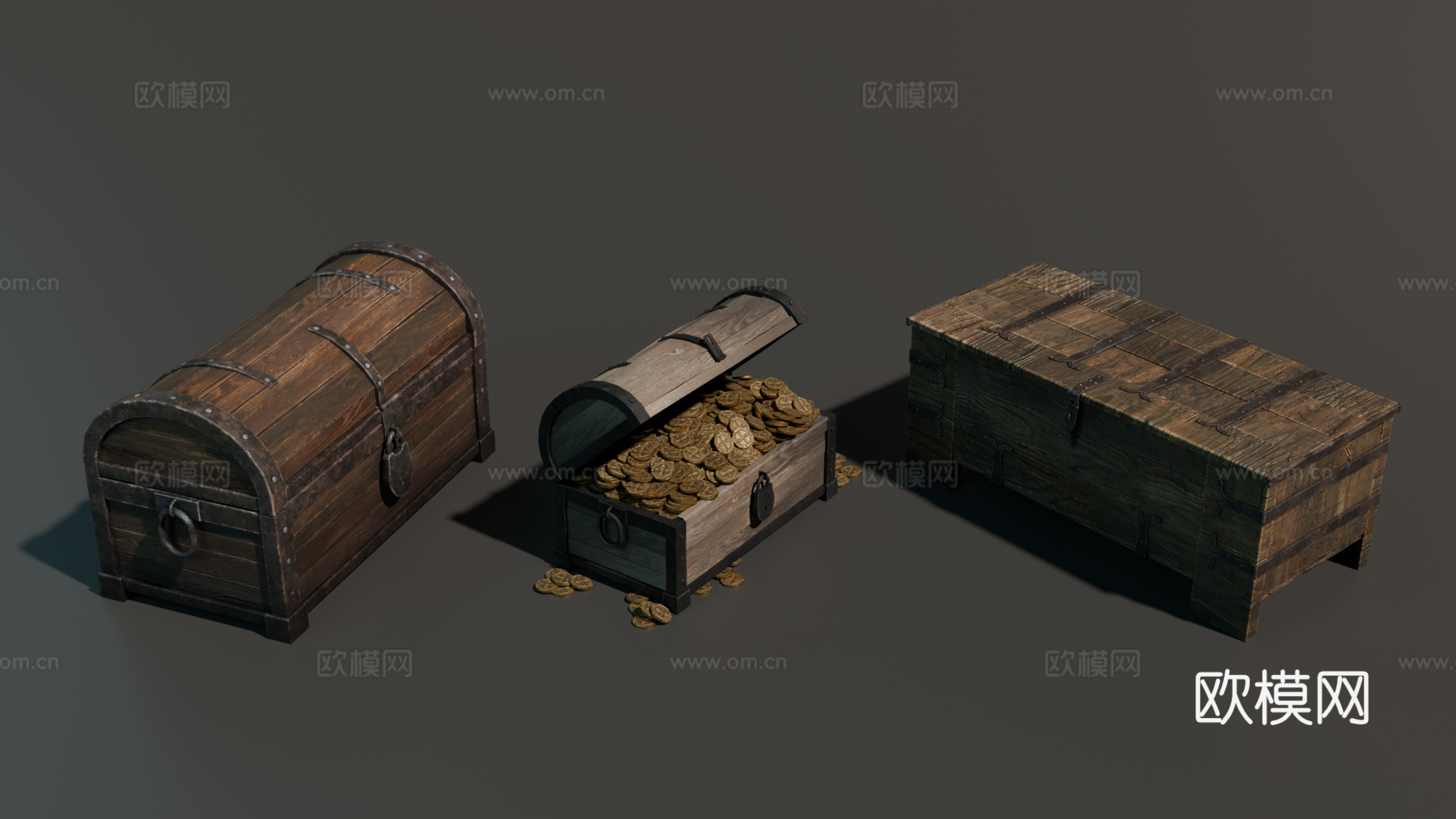 木箱 宝藏 中世纪宝箱 货箱su模型