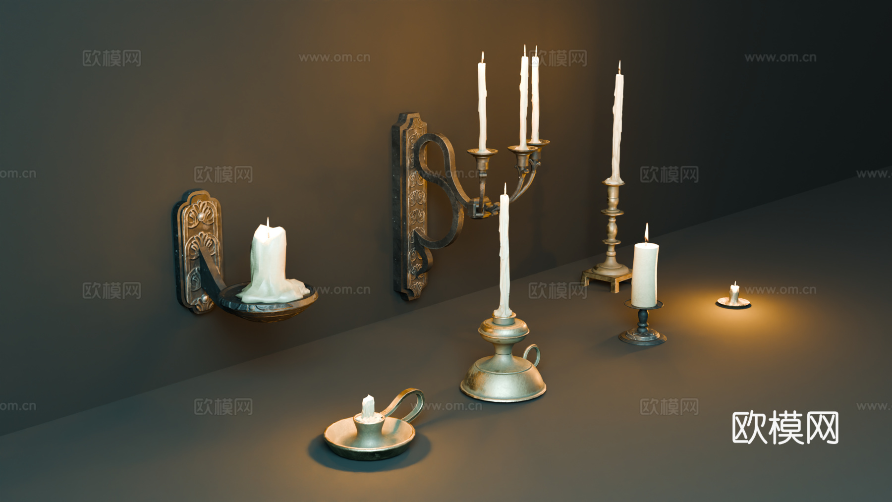 中世纪烛台壁灯 各种烛台 复古烛台 欧式烛台su模型
