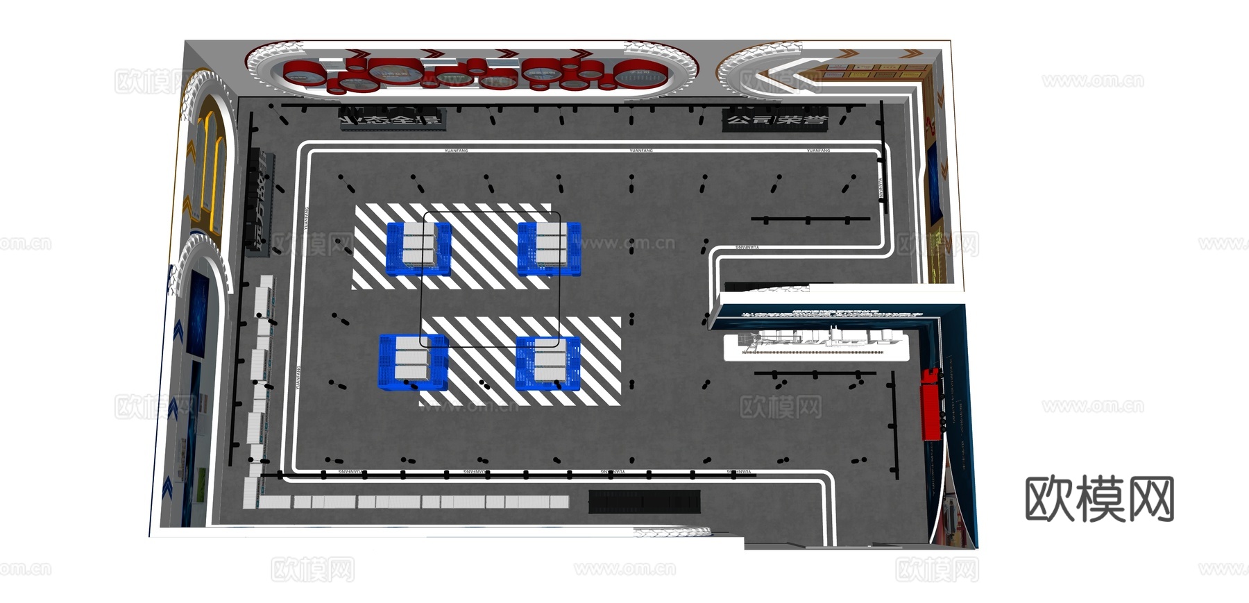 现代企业展厅su模型