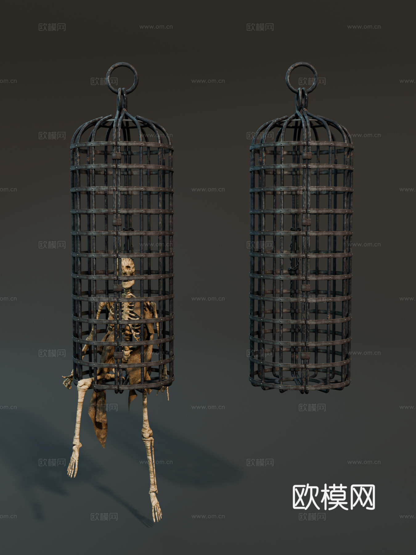 铁笼 中世纪囚笼 悬挂囚笼 铁笼 欧式铁笼su模型