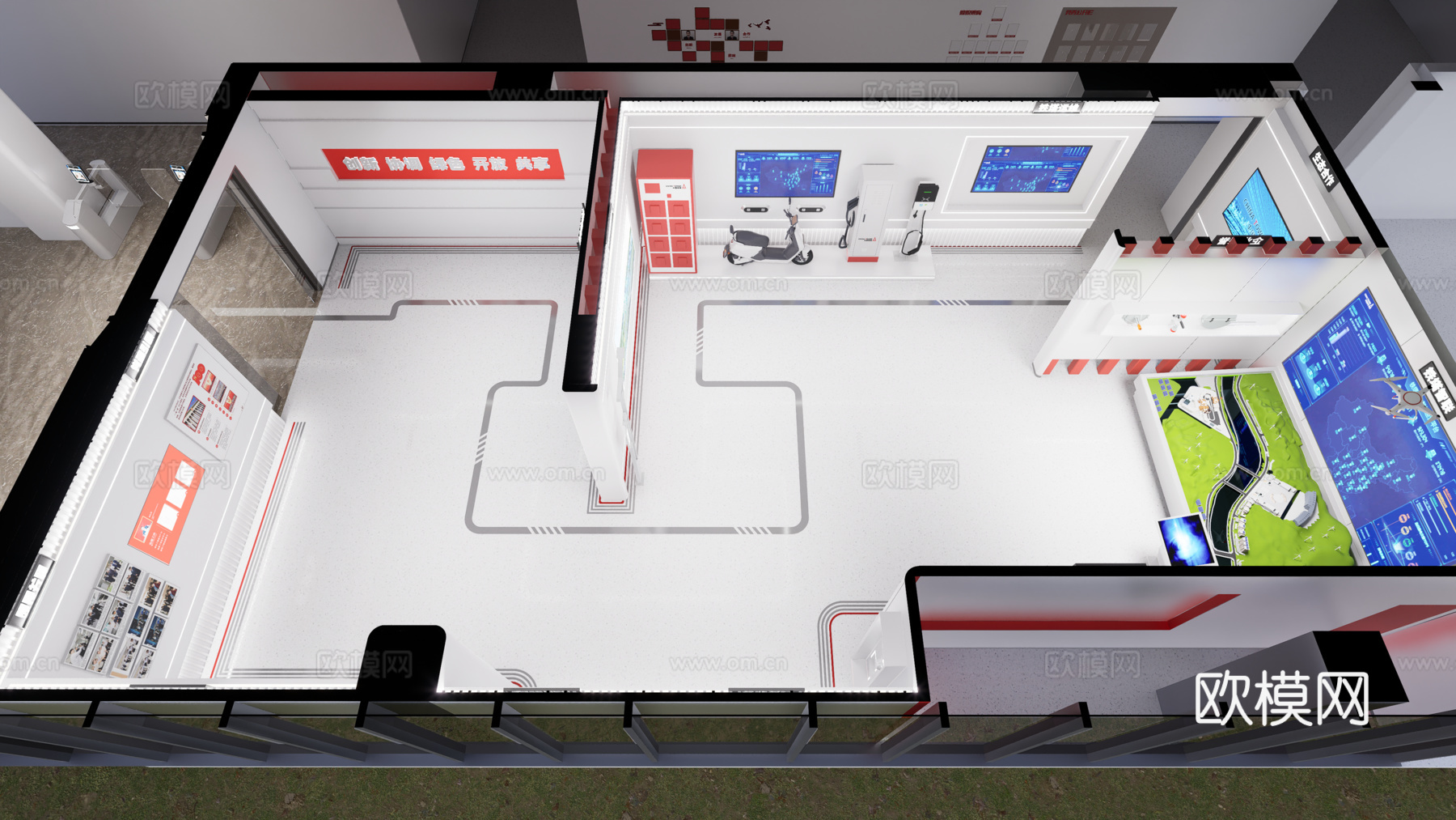 现代企业展厅su模型