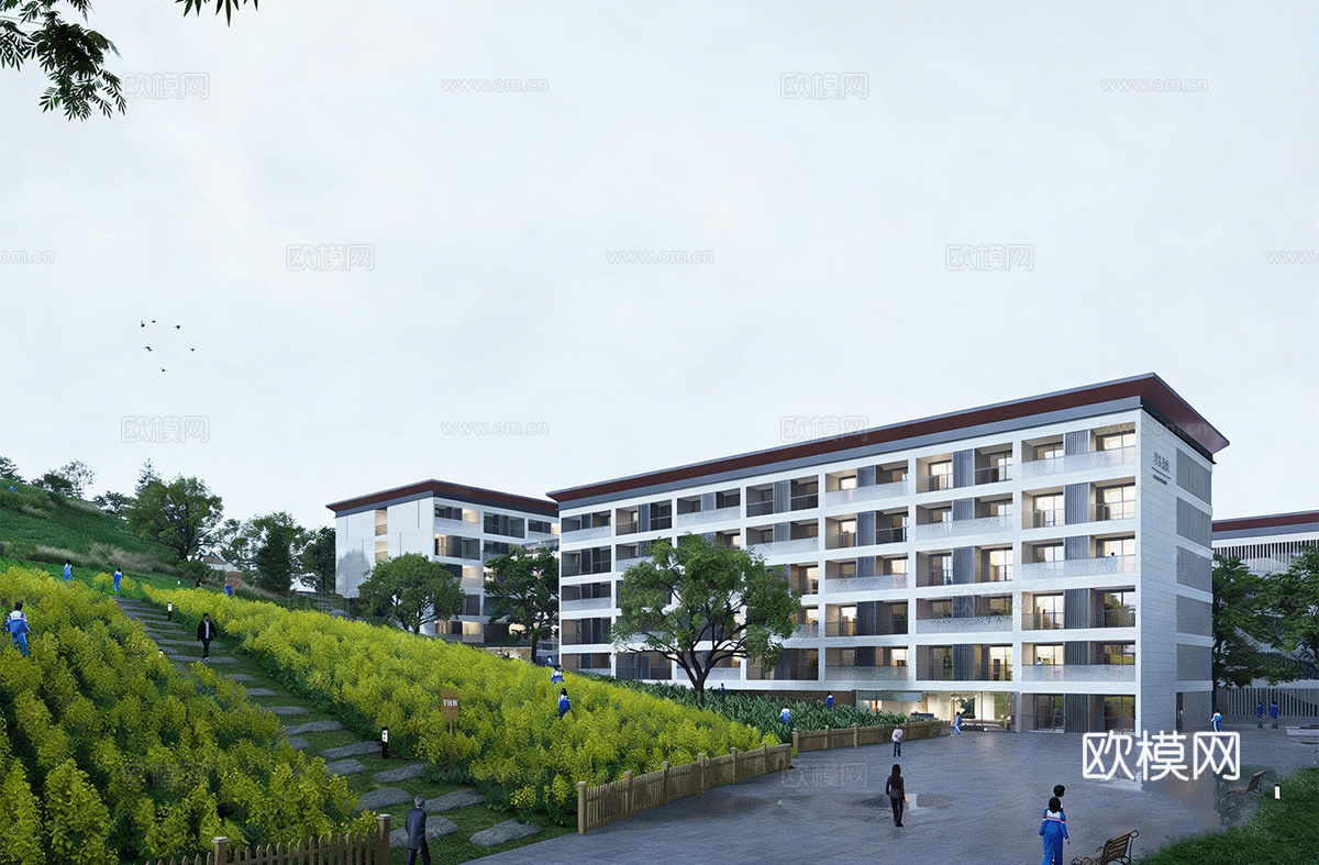 现代学校建筑 学校宿舍建筑 公寓建筑 人才公寓su模型