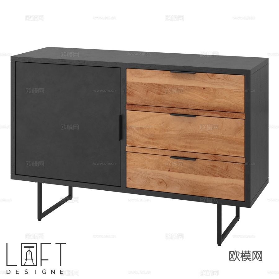 LoftDesigne 82362 款抽屉柜3d模型下载