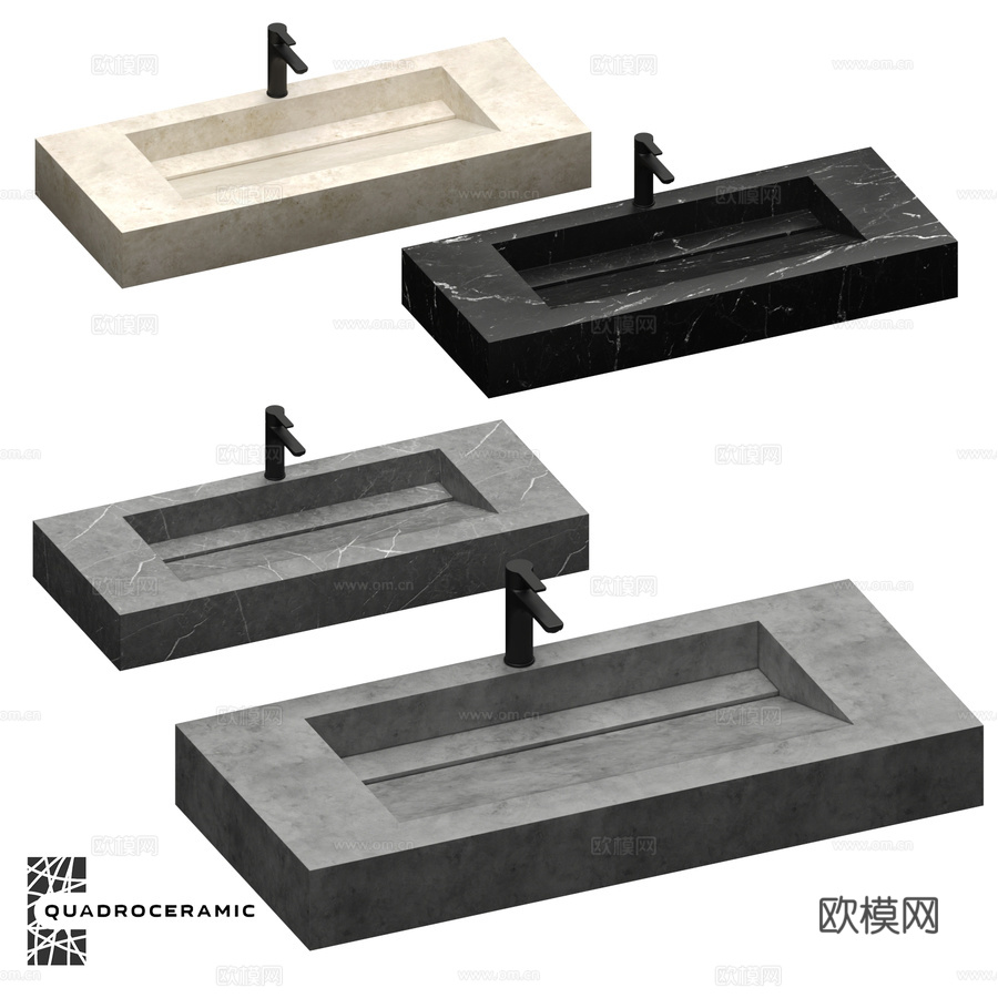 OM 陶瓷石质水槽 型号13d模型下载