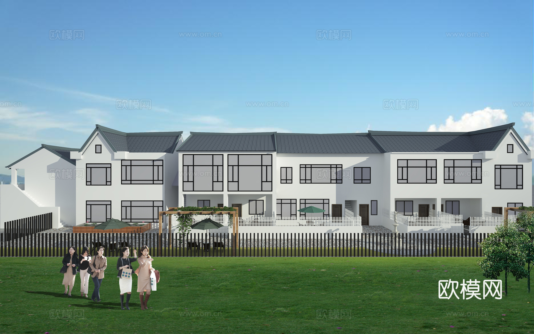 徽派建筑 民宿3d模型下载（渲染图2）