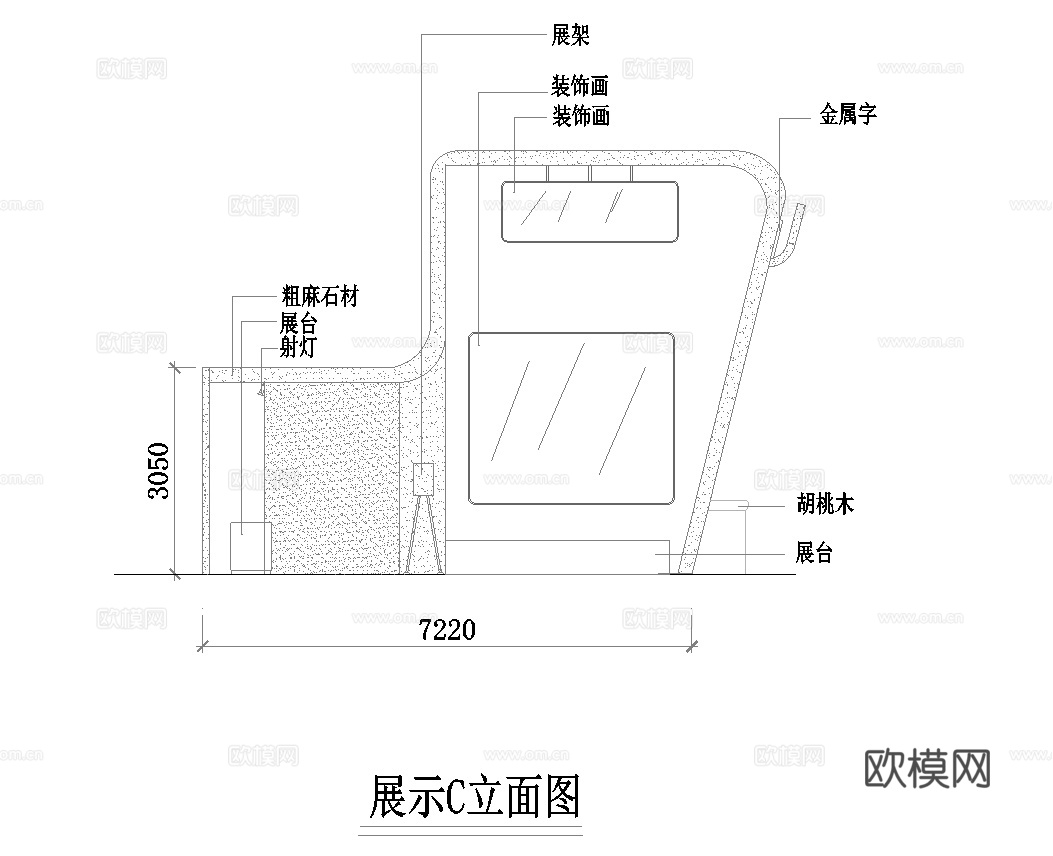160平游戏软件展览展台 最新施工图 3d模型 效果图合集cad施工图