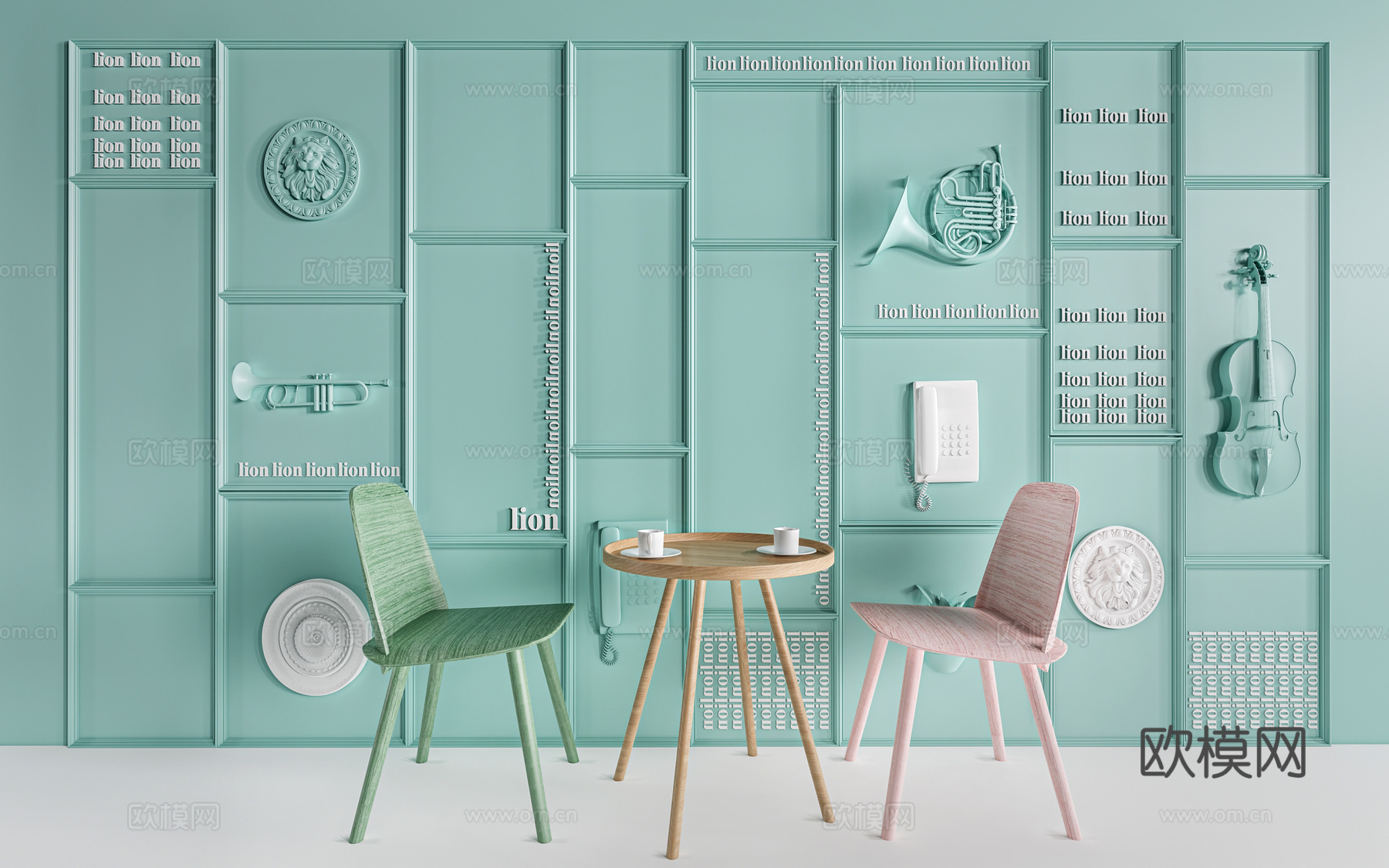 现代网红背景墙 打卡墙 甜品店背景墙 美陈互动墙su模型