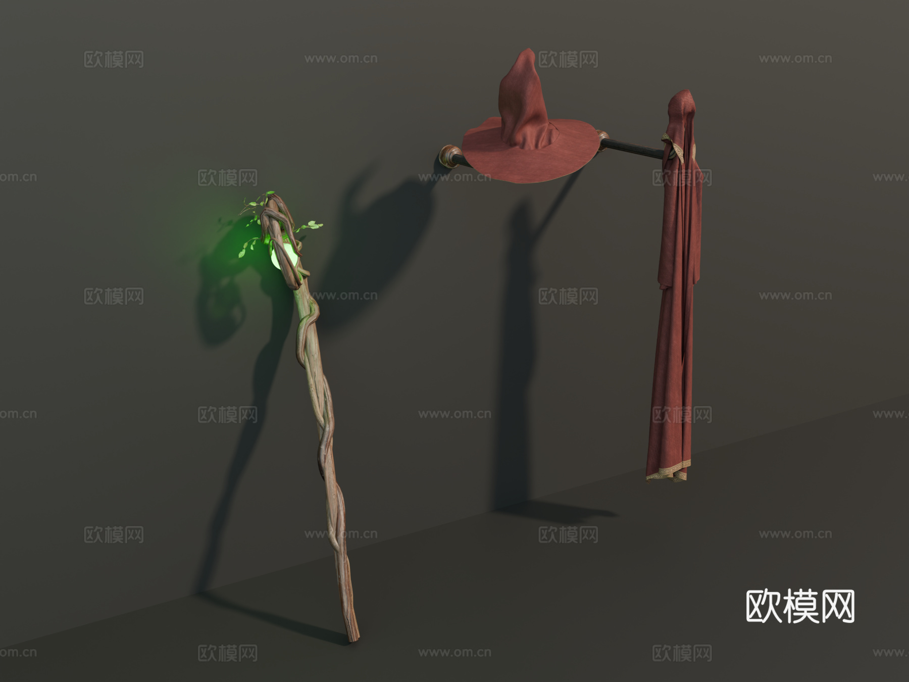 魔法师装备 魔法师斗篷 魔法杖 法杖 斗篷su模型