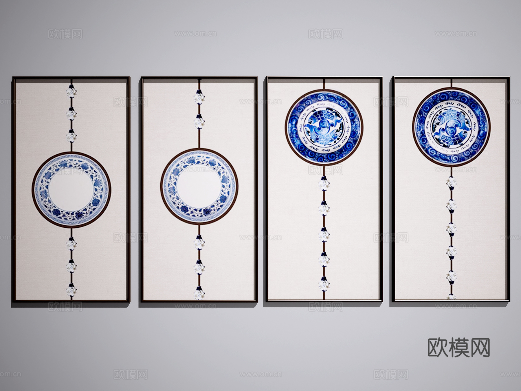 中式挂画3d模型下载（渲染图1）