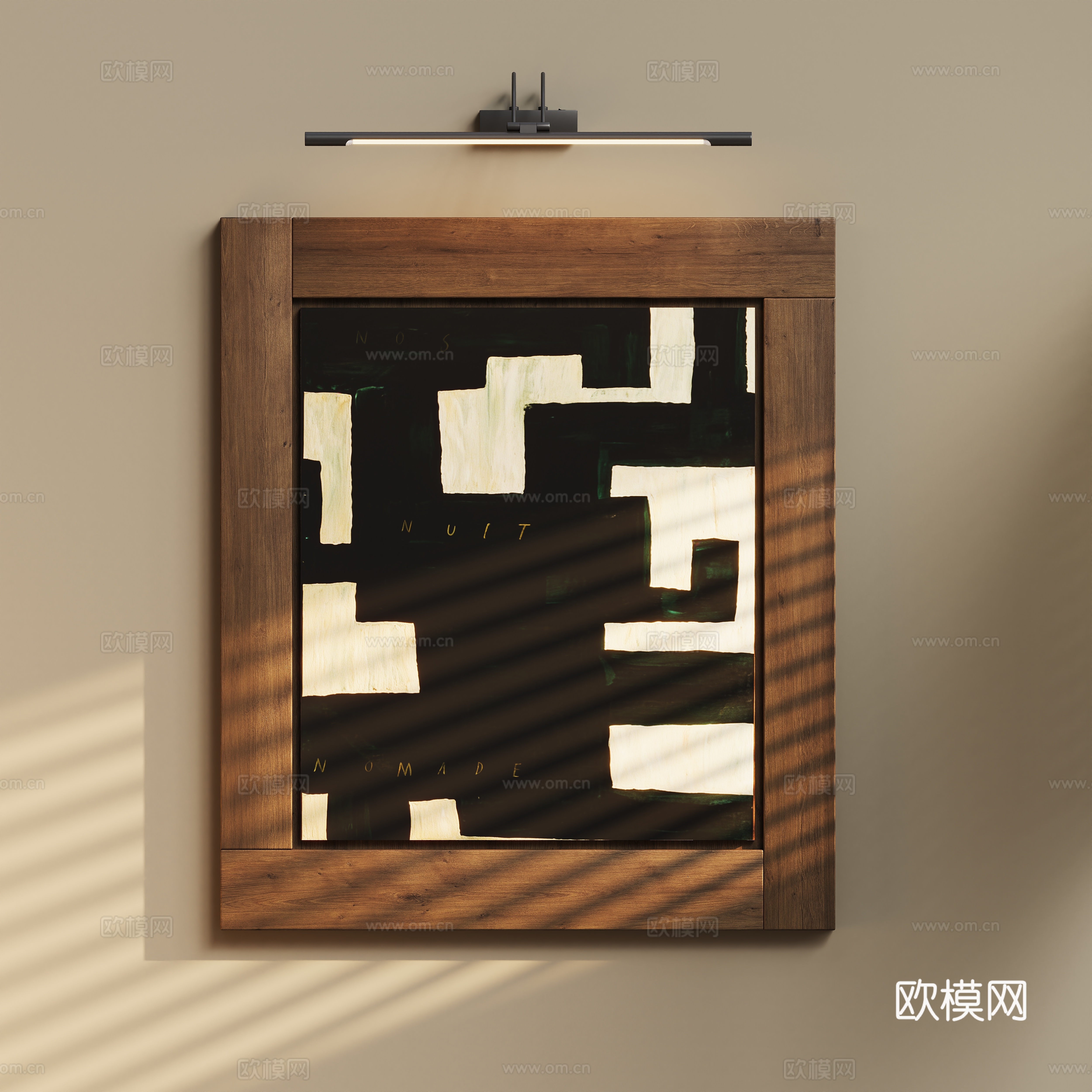 中古原木挂画su模型