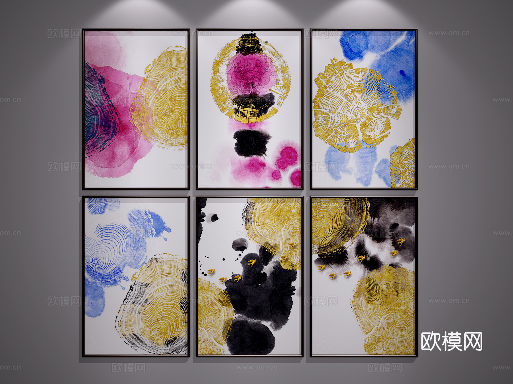 中式挂画3d模型下载（渲染图1）