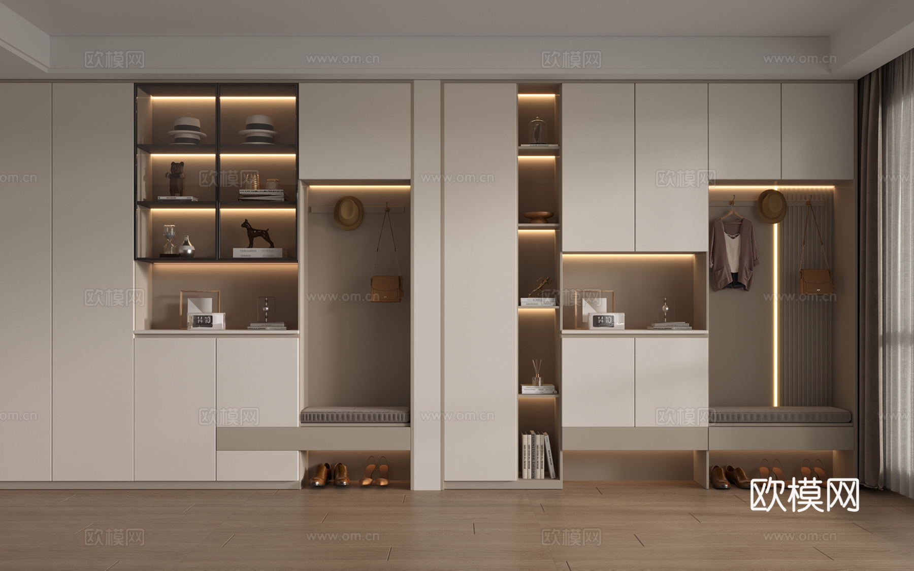 现代隔断鞋柜 装饰柜 隔断柜 换鞋凳 多能功鞋柜su模型su模型