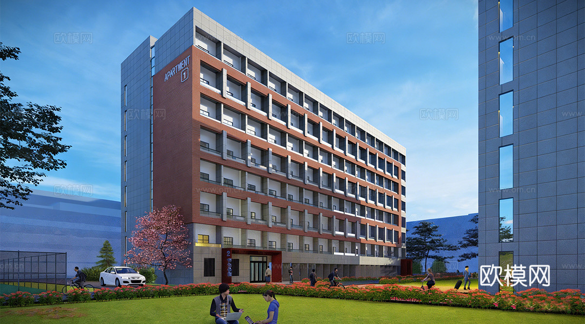 现代学校建筑 学校宿舍建筑 公寓建筑 人才公寓su模型