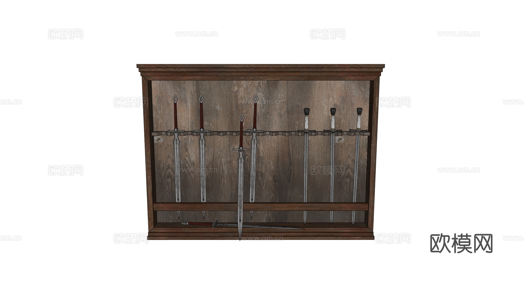 中世纪兵器架 复古兵器架 冷兵器展示架 西方兵器架su模型