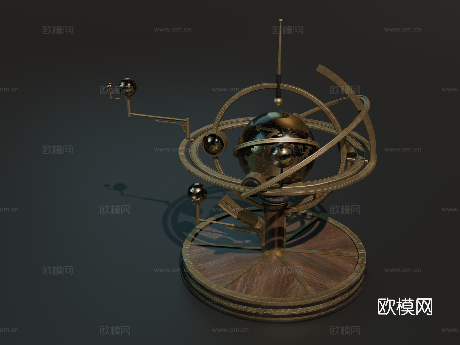 中世纪星轨 复古经纬仪 地球仪su模型