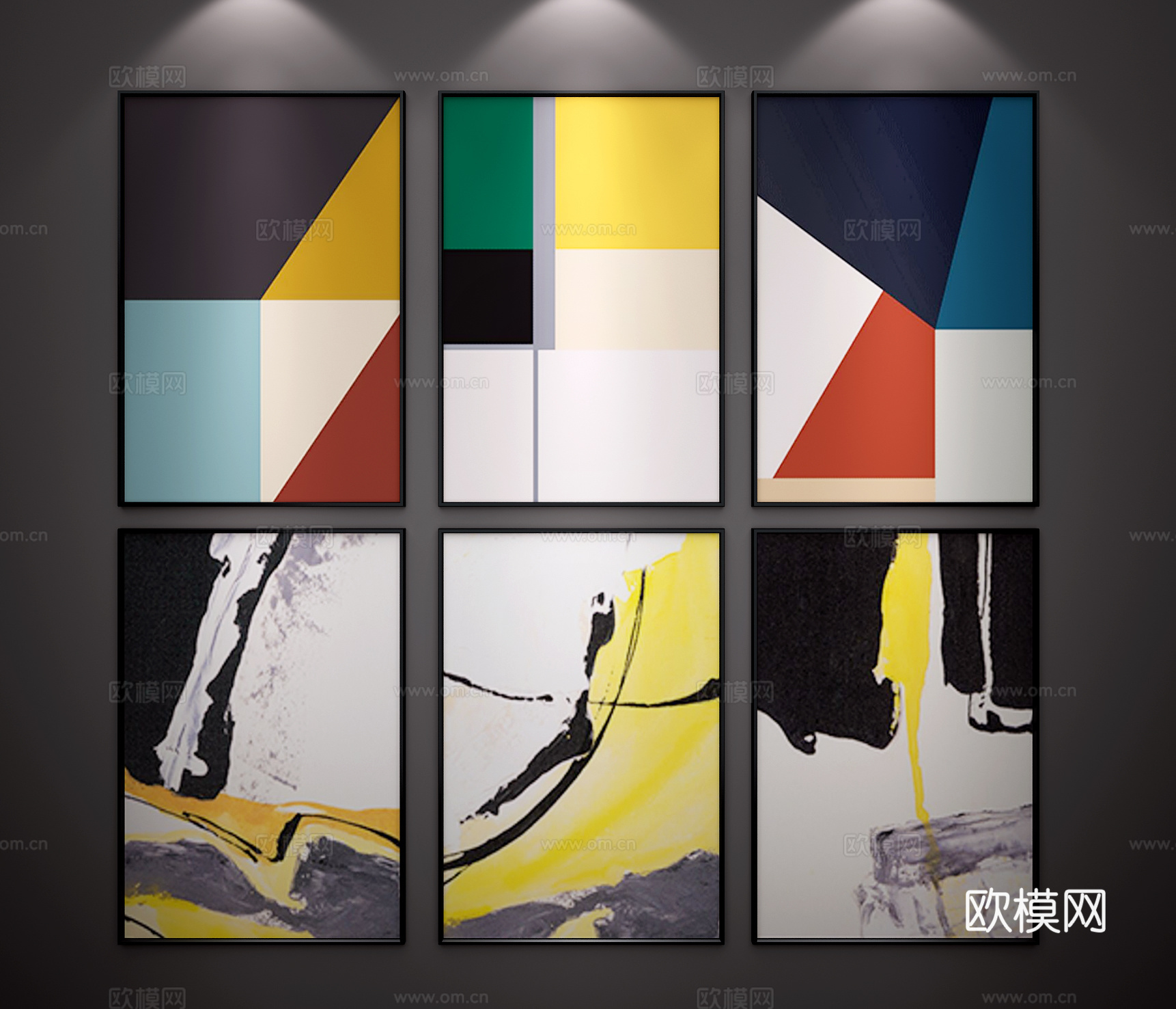 现代挂画3d模型下载（渲染图2）