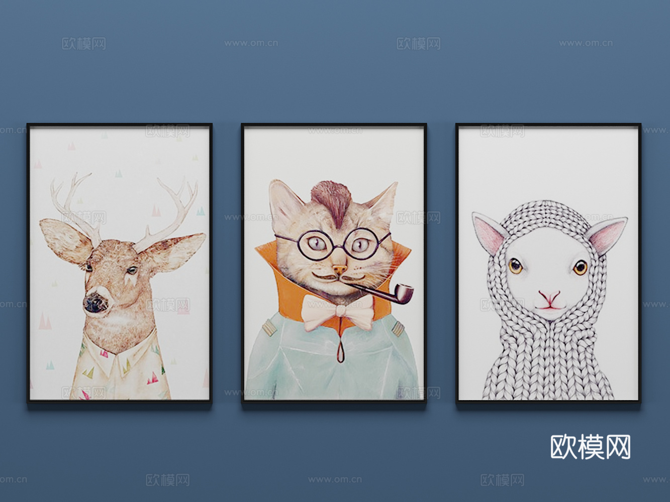 现代壁画 装饰画 挂画3d模型下载（渲染图2）