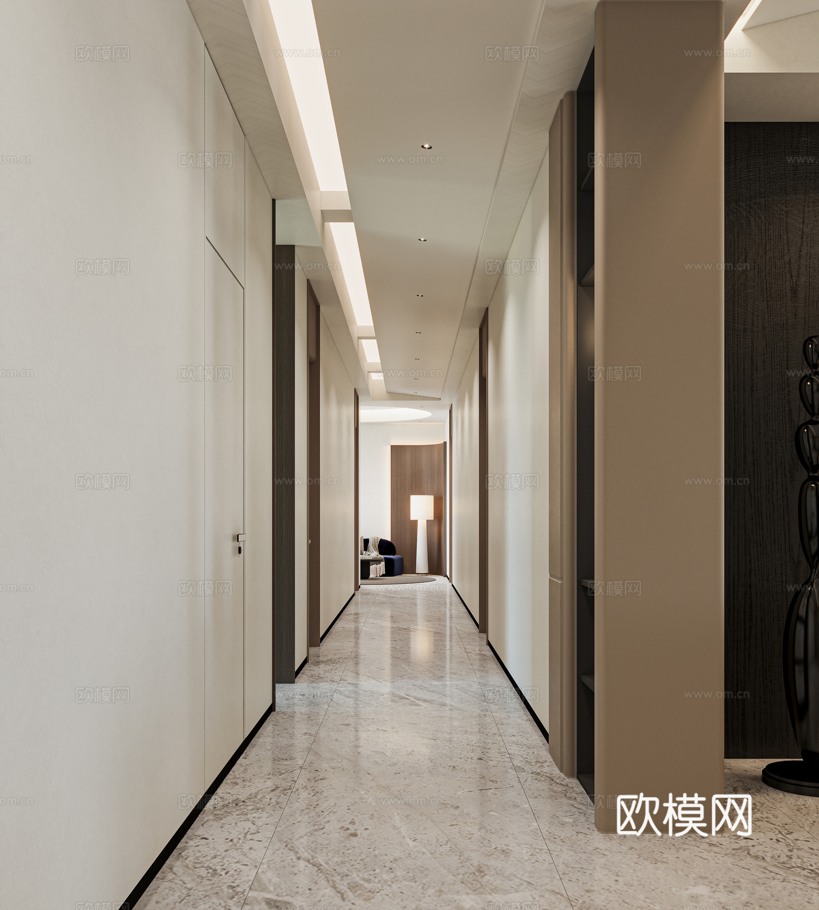 现代意式客厅 3D组合模型3d模型下载（渲染图4）