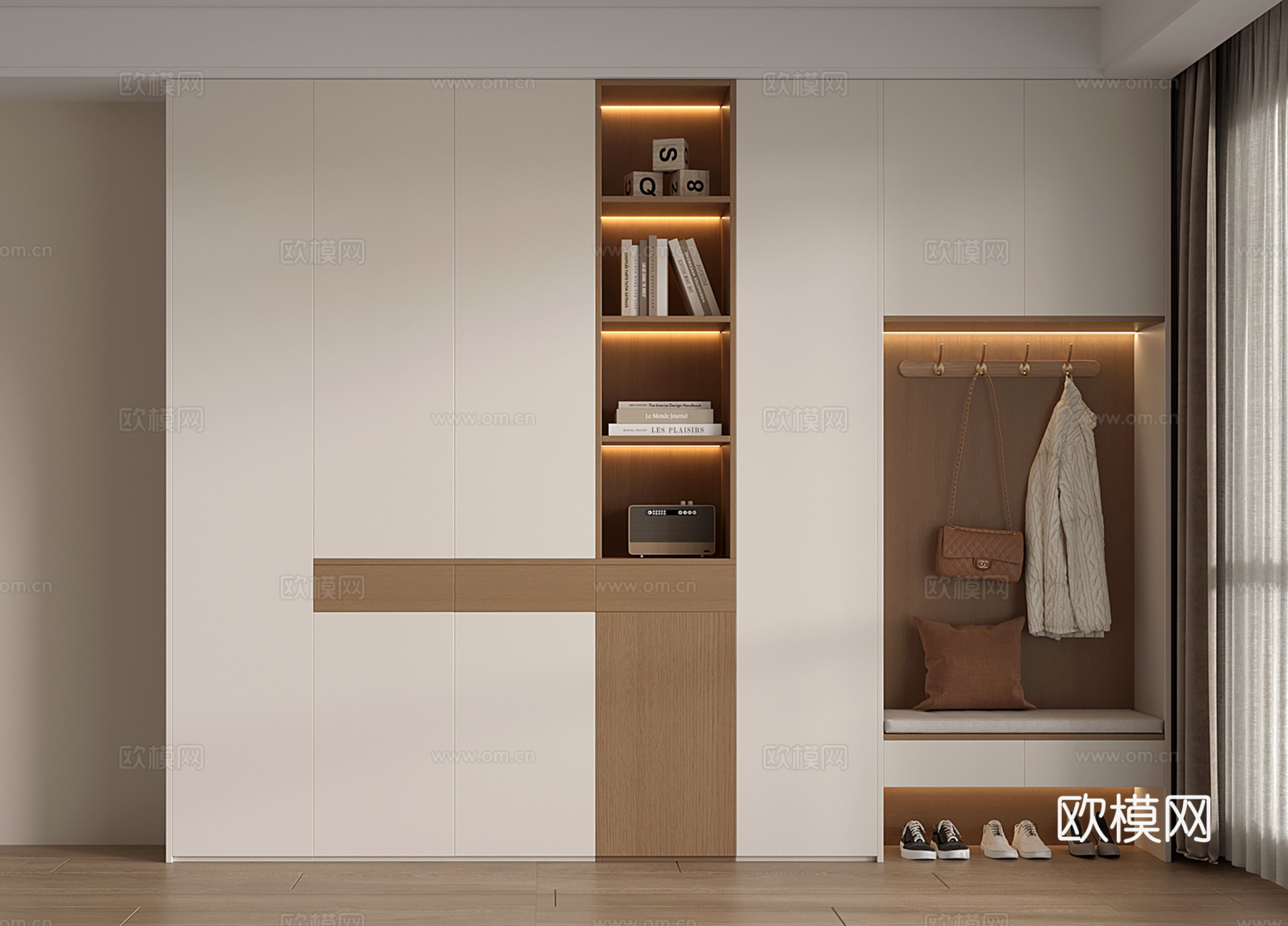 现代隔断鞋柜 装饰柜 隔断柜 换鞋凳 多能功鞋柜3d模型下载