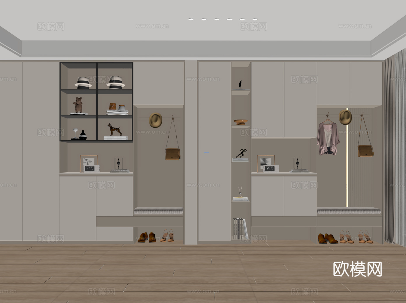 现代隔断鞋柜 装饰柜 隔断柜 换鞋凳 多能功鞋柜su模型su模型