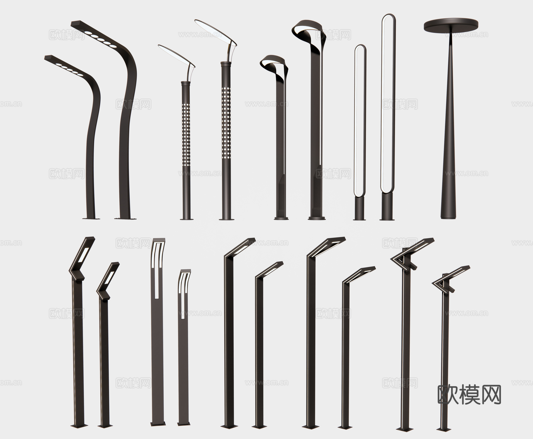 现代路灯 景观灯 户外灯 庭院灯 高杆灯 照明灯 特色灯具su模型