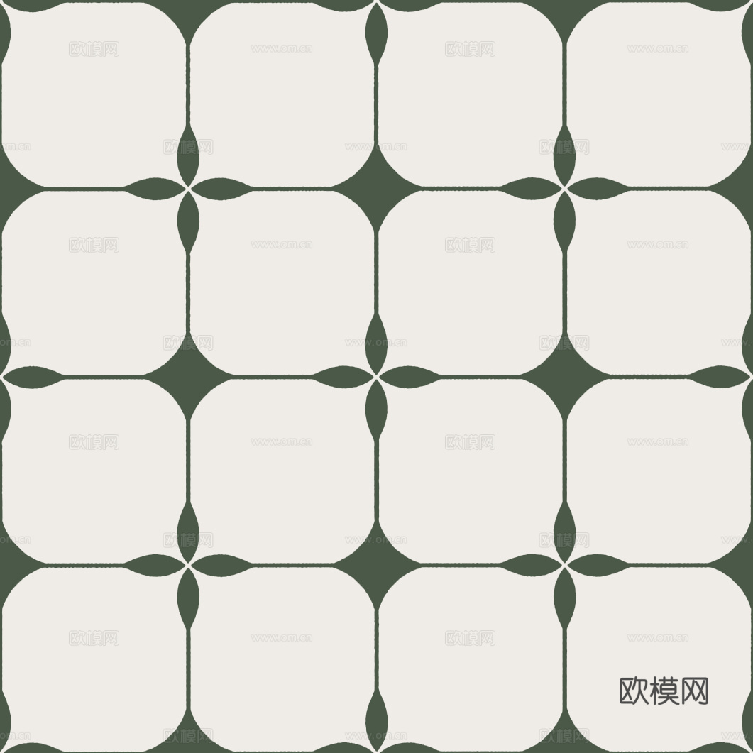 法式北欧无缝绿色复古花砖瓷砖贴图