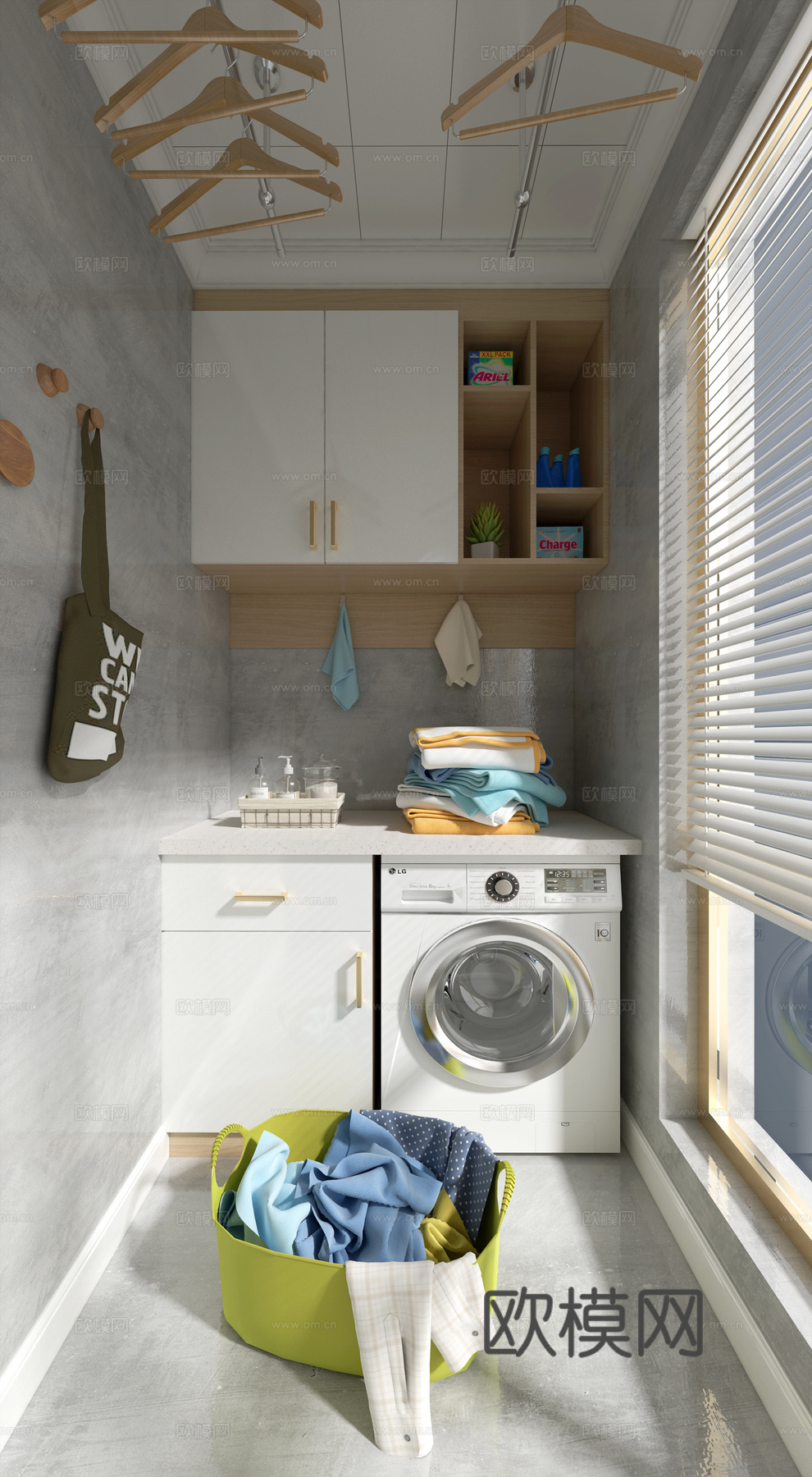现代洗衣机柜 阳台柜 洗衣机伴侣 洗衣机3d模型
