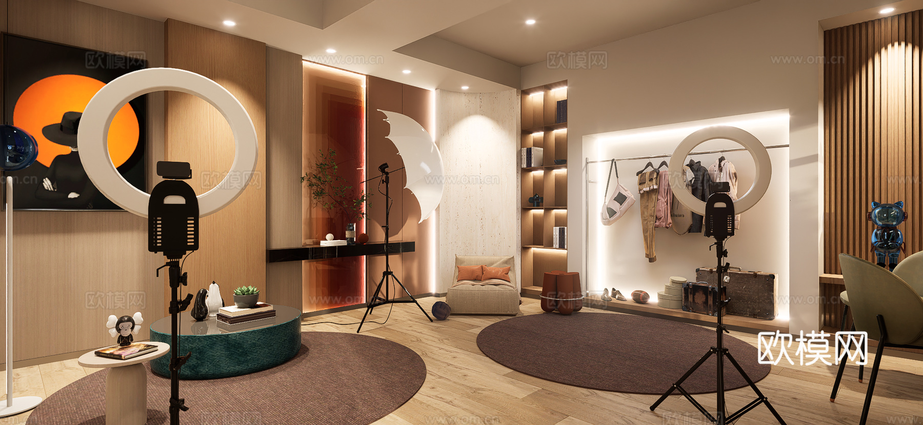 现代服装店直播间3d模型下载（渲染图1）