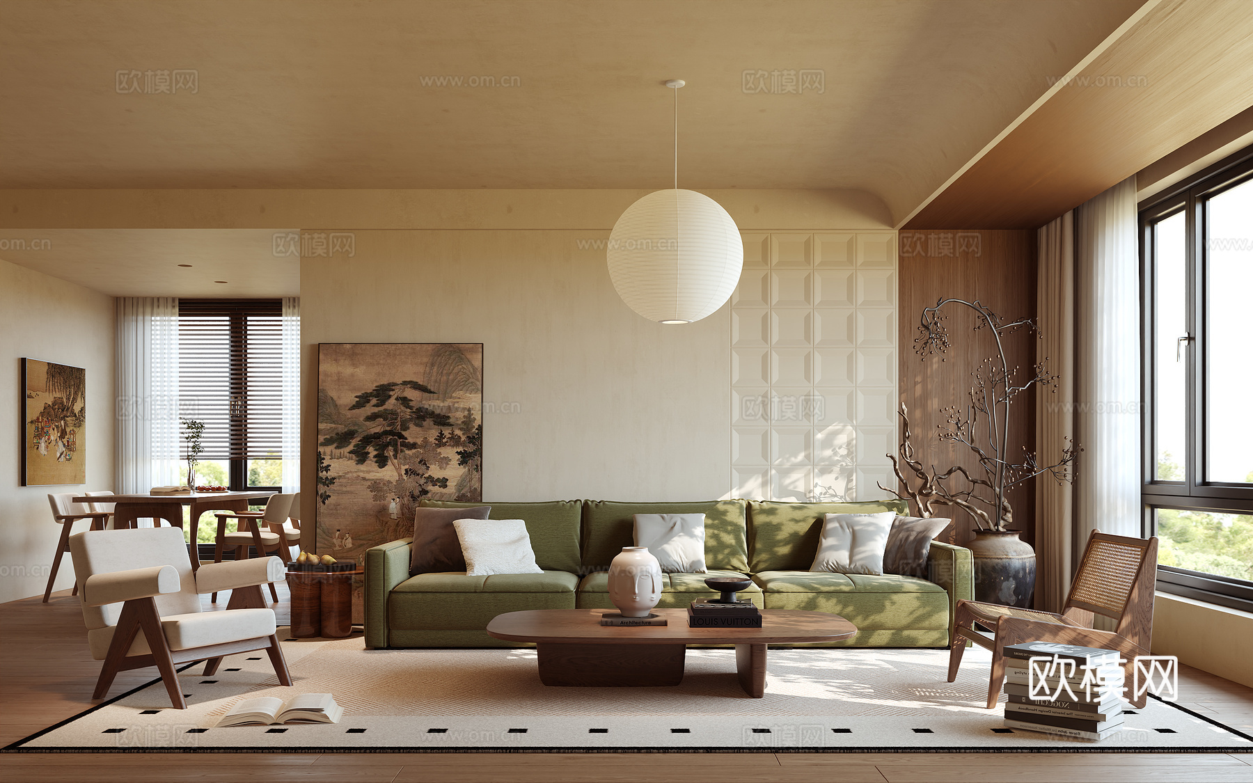 中古风客餐厅su模型