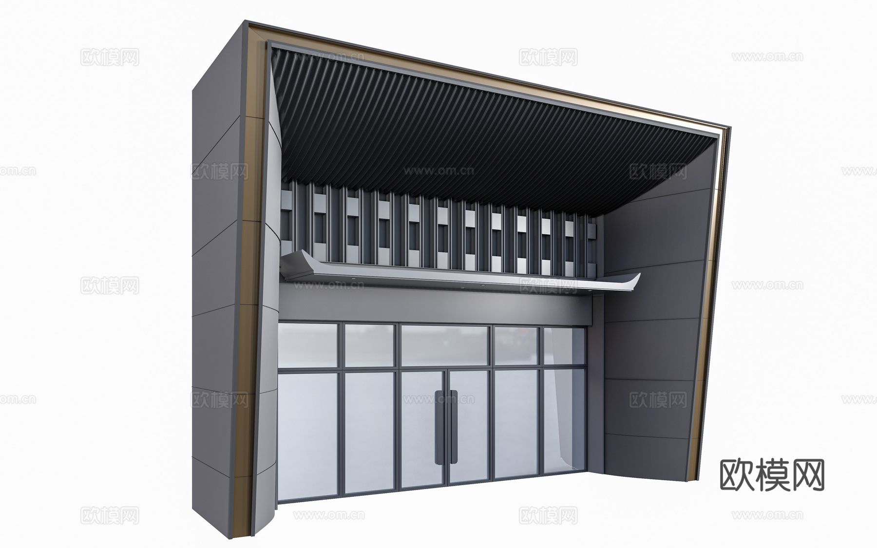现代办公门头 写字楼门头 入口门头 单元门头su模型