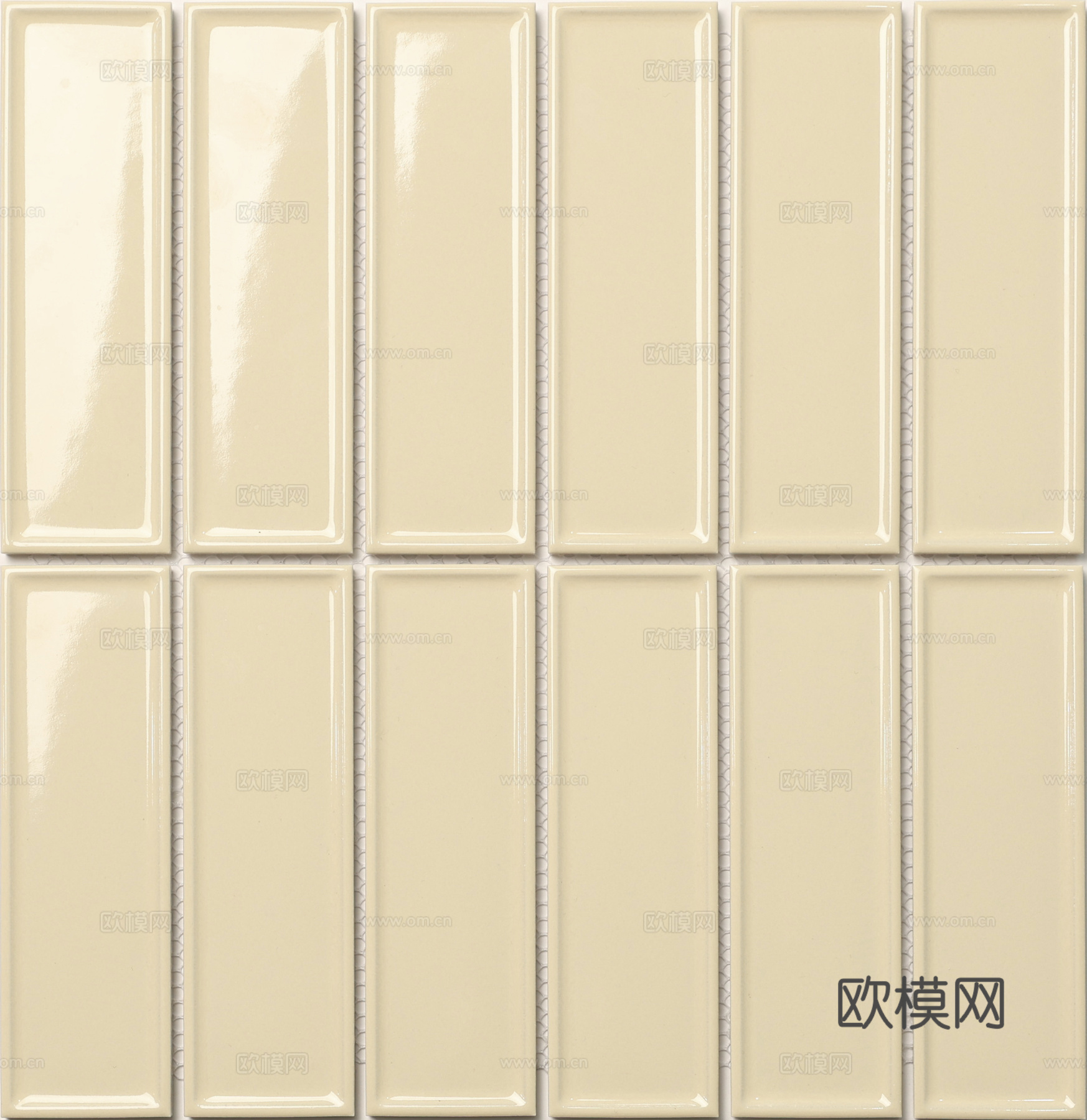 柔光米白长条砖 北欧风墙面砖 PBR 无缝纹理贴图
