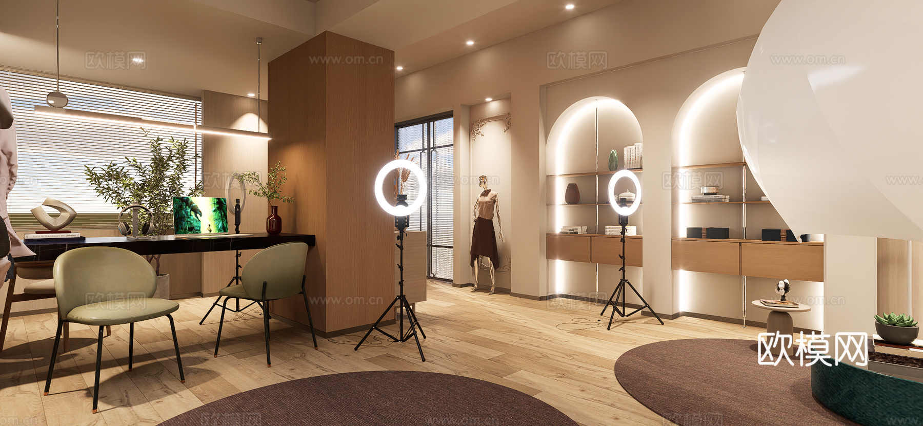 现代服装店直播间3d模型下载（渲染图4）
