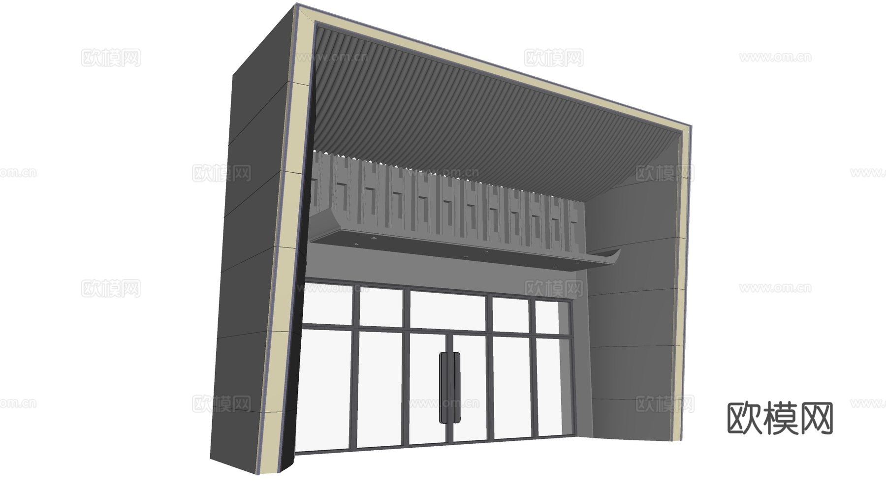 现代办公门头 写字楼门头 入口门头 单元门头su模型