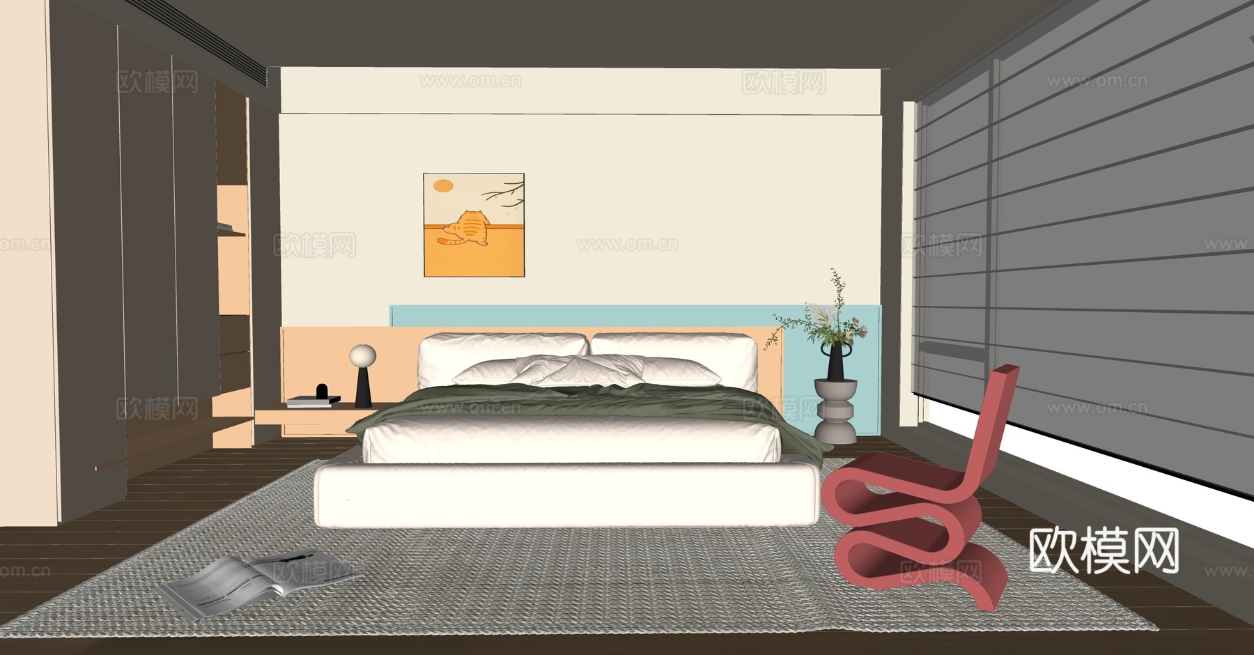 现代多巴胺卧室su模型