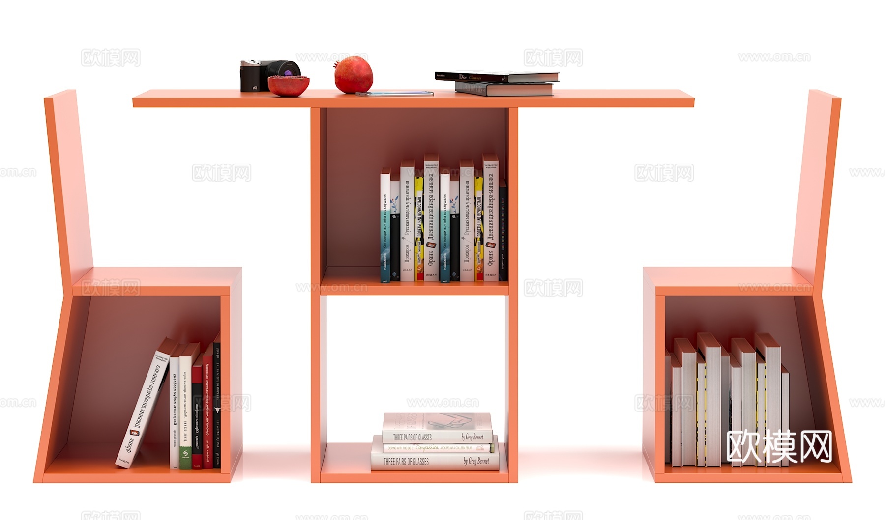 现代简约书桌 椅子 摆件组合3d模型下载（渲染图1）