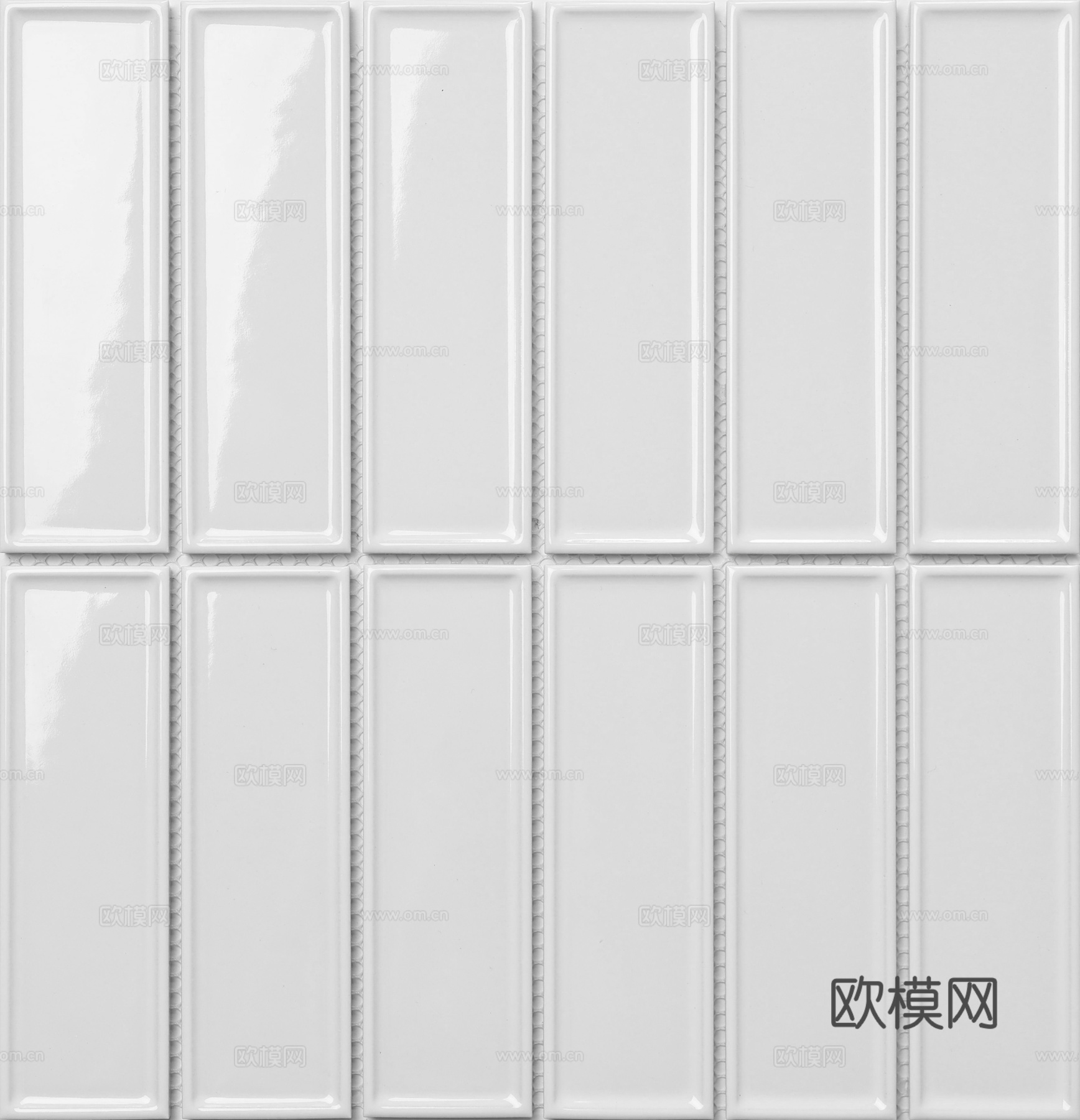 白色釉面长条形马赛克 极简风浴室瓷砖 高清材质贴图