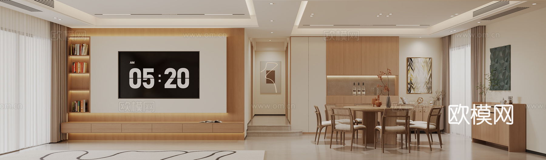 雅居乐大平层施工图及效果图（简约风格）cad施工图