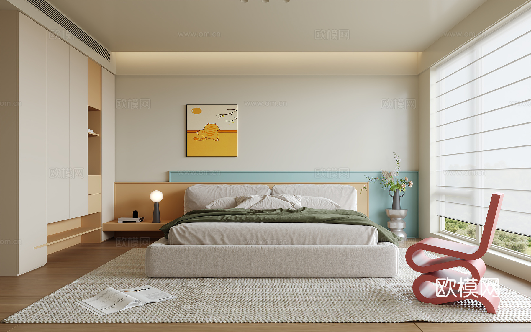现代多巴胺卧室su模型