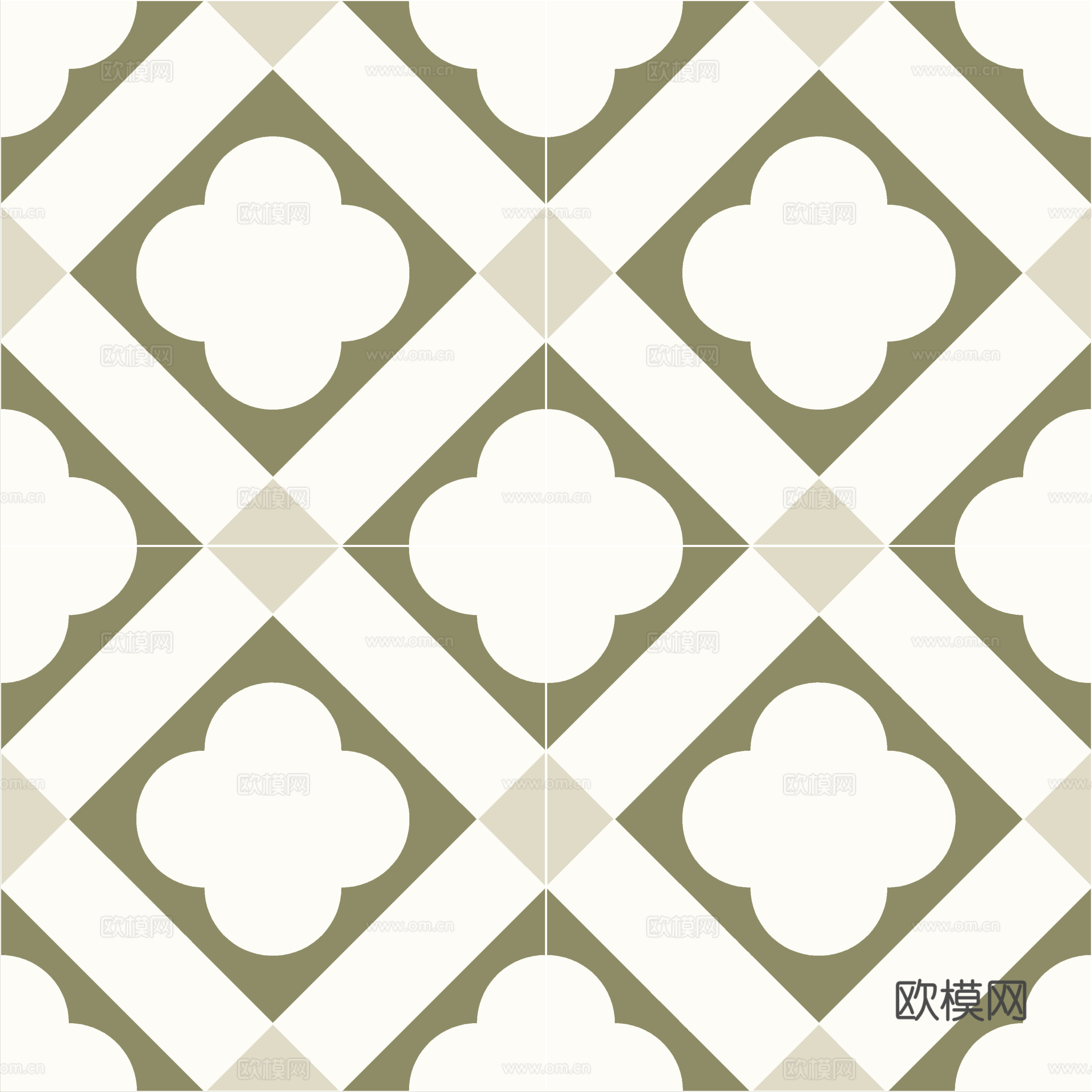 北欧风无缝绿色花砖贴图