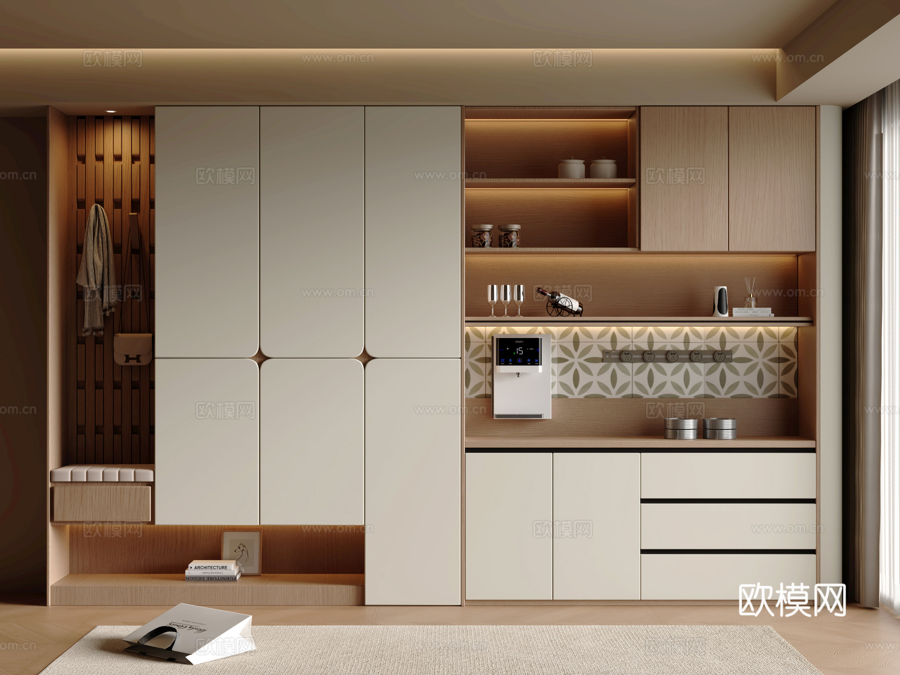 现代鞋柜3d模型下载