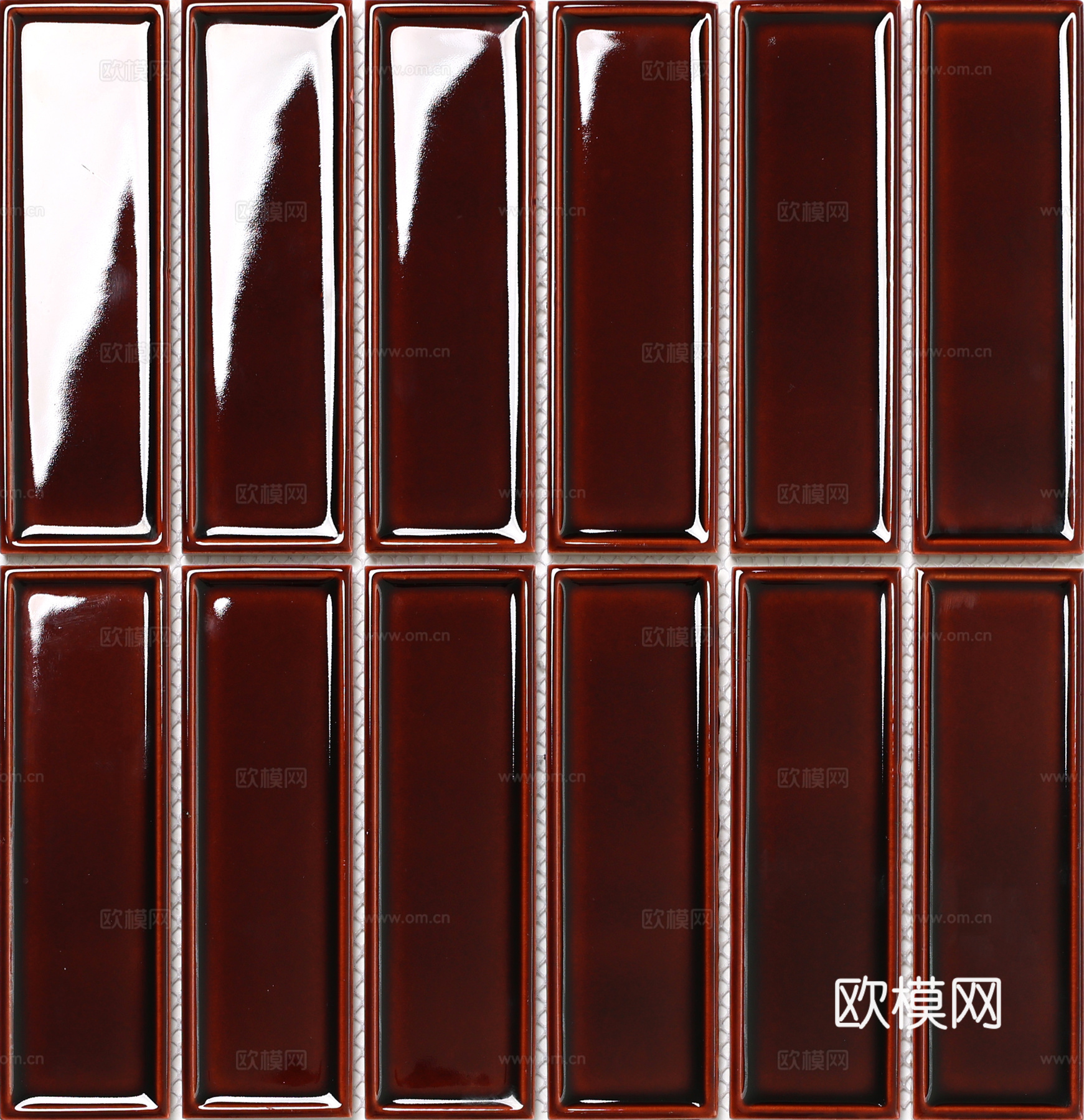 深棕焦糖色复古长条砖 中古风厨房卫生间墙砖 无缝贴图