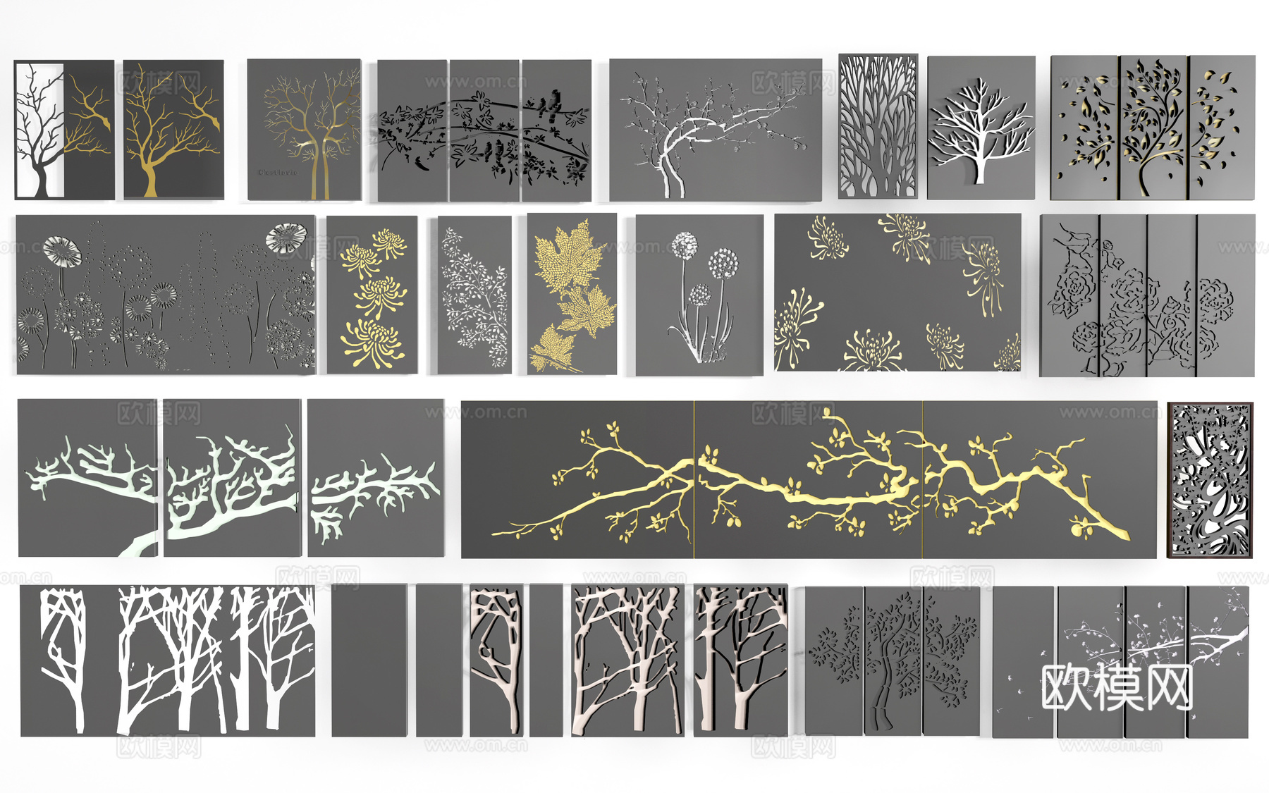 镂空景墙 景墙围墙su模型
