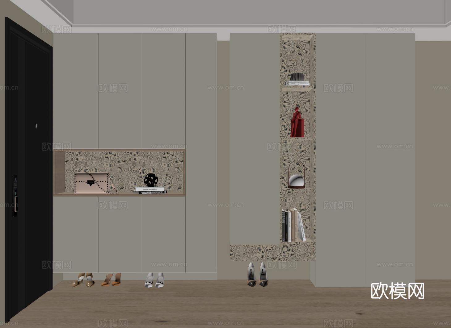 现代玄关鞋柜 入户鞋柜su模型
